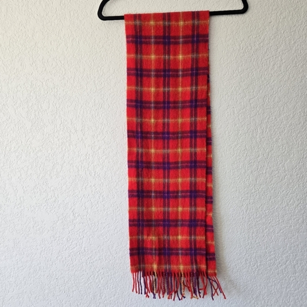 Love‎ Tartan 100% Lambswool Scarf Bright Red Plaid